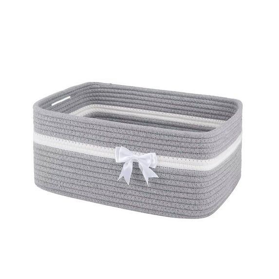 SLYNSHome Storage Basket Gray Woven Baskets for Storage,Cotton Rope Basket for Toys Towel Baskets for Bathroom