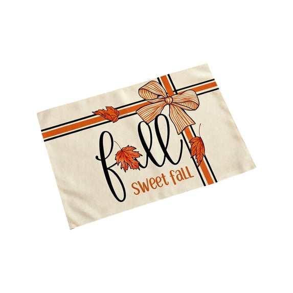 SLYNSHome Thanksgiving Placemat with Pumpkin And Leaf Print,Autumn Harvest Table Mat For Restaurant And Kitchen Decor, Fall Season Holiday Party Dinner Table Decoration