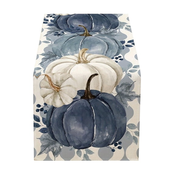 SLYNSHome Thanksgiving Pumpkin Table Runner, Fall Botanical Print Table Flag, Harvest Holiday Tablecloth for Dining Room Kitchen Home Party Decor