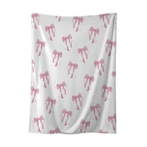 SLYNSHome Throw Blanket for Couch,Pink Bow Decorative Blankets Cozy Soft Lightweight Fuzzy Blanket for All Seasons