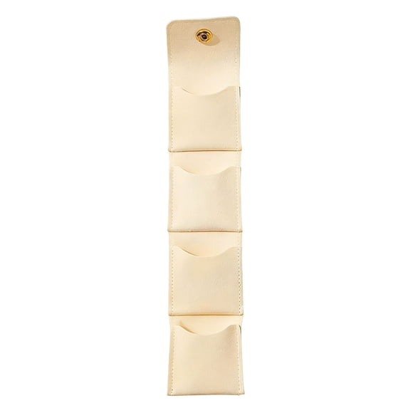 SLYNSHome Travel Jewelry Organizer Case Beige Foldable Small Jewelry Roll for Journey Rings, Necklaces, Earrings, Bracelets