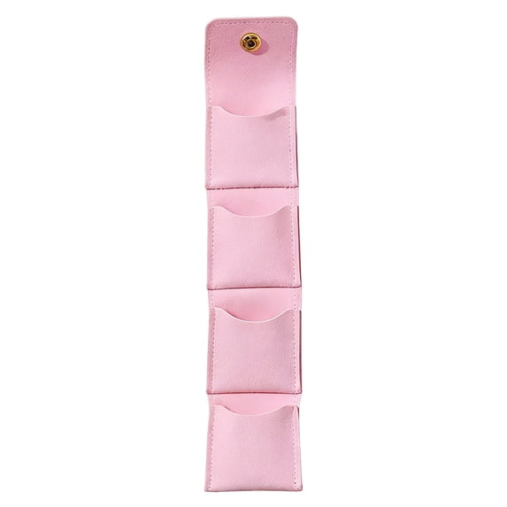 SLYNSHome Travel Jewelry Organizer Case Pink Foldable Small Jewelry Roll for Journey Rings, Necklaces, Earrings, Bracelets