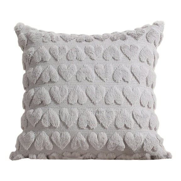 SLYNSHome Valentines Heart Pillows,Gray Plush Decorative Pillow for Couch Fur Pillow Cushion for Chair Sofa Living Room