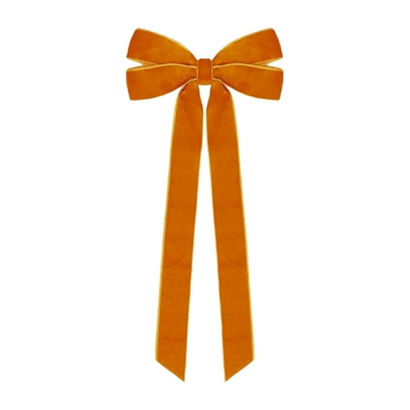 SLYNSHome Velvet Bows Christmas Tree Ornaments,Vintage Velvet Ribbon Bows for Tree Garland Wreath Holiday Decorations - Orange