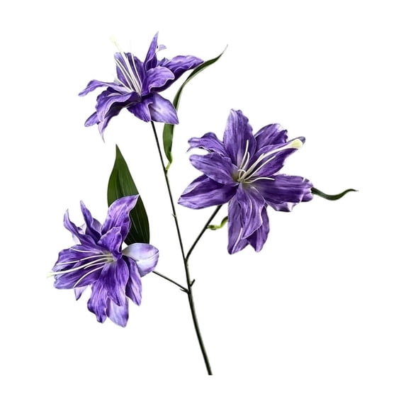 SLYNSHome Vintage Artificial Lily Stems, Realistic Silk Faux Purple Purple Lilies, Decorative Floral Branches For Vase Home Office Table Arrangement