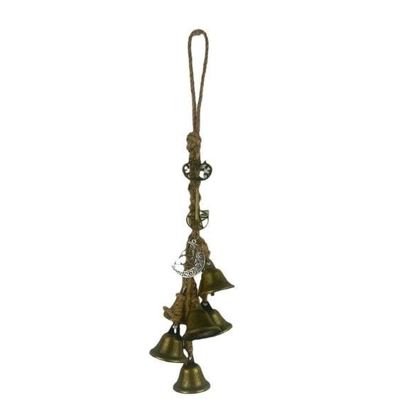 SLYNSHome Vintage Christmas Bells Ornaments for Christmas Tree,Hanging Rustic Bells Wind Chimes for Xmas Holiday Home Decoration - Brown