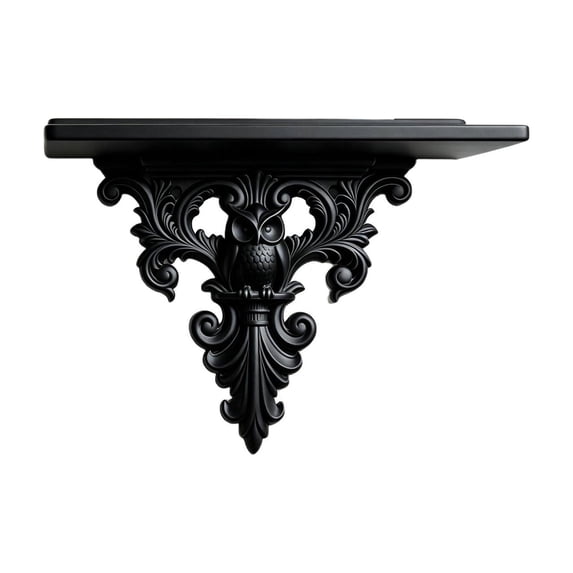 SLYNSHome Wall Mount Floating Shelf,Owl Shaped Vintage Hollow Sculpture Wall Display Rack,Black Decorative Wall Hanging Storage Bracket For Entryway Living Room Home Decor