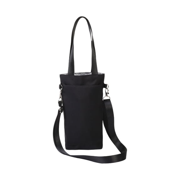 SLYNSHome Water Bottle Carrier Bag with Phone Pocket,Black Water Bottle Holder Cross-boday Bag with Adjustable Shoulder & Handheld Strap