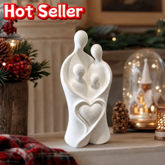Abstract White Shelf SLYNSHome White Hugging Family Of Four Figurine, Abstract Family ...
