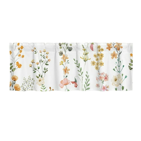 SLYNSHome Window Curtain Valances,Short Curtains Rod Pocket for Bedroom/Living Room/Kitchen/Basement - Flowers