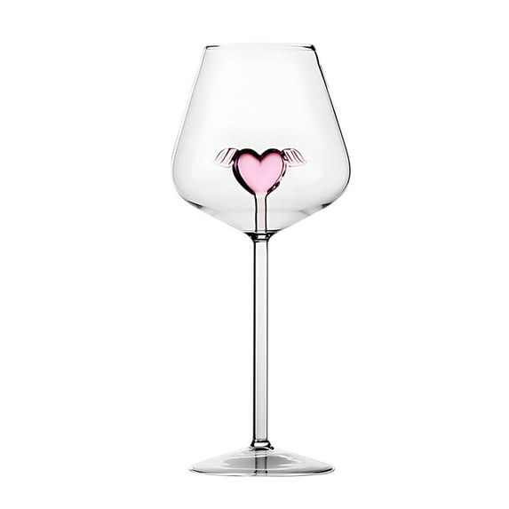 SLYNSHome Wine Glasses,Premium Wine Goblets with Heart Figurines Wine Glass for Red and White Wine Valentine’s Day Gifts
