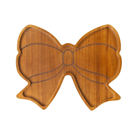 SLYNSHome Wood Food Serving Platter for Party,Bow Shaped Wooden Serving Tray for Fruit,Bread,Salad Plate Kitchen Supplies