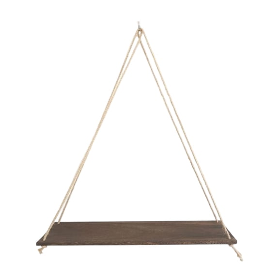 SLYNSHome Wood Hanging Shelves for Wall Home Decor Brown Swing Rope Rustic Floating Shelf Wall Display Shelving Home Organizer Rack for Room