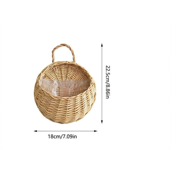 SLYNSHome Woven Hanging Basket Storage Basket Flower Pot Hanging Wall Basket