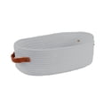 thumbnail image 1 of SLYNSHome Woven Storage Basket Cotton Bathroom Decor Toilet Tank Organizer with Leather Handles for Home & Nursery - Gray, 1 of 7
