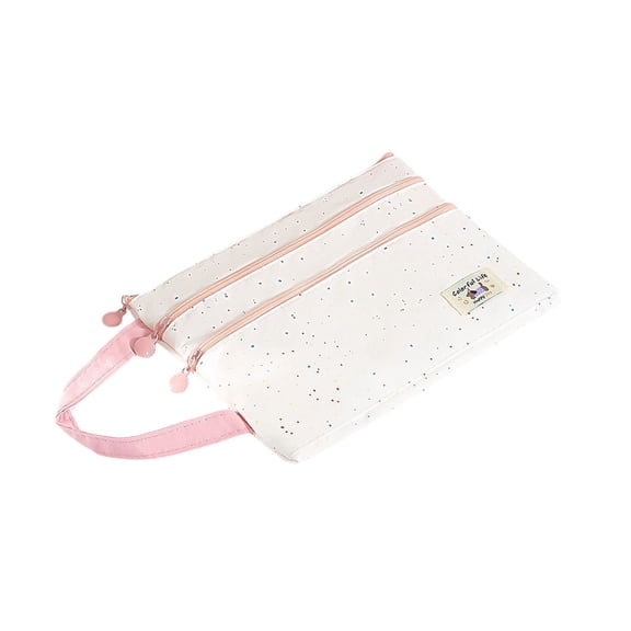 SLYNSHome Zipper Pouch Bag with Handle,Pink Large Pocket Waterproof File Bag A5 Size Foldable Document Storage for Travel Office