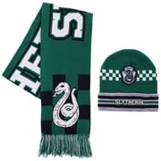 Slytherin House Team Ribbed Cuff Beanie and Scarf 2pc Set