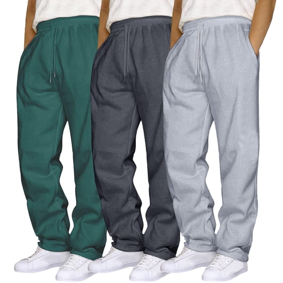 SLdy 3 Pcs Men's Athletic Joggers Straight Leg Gym Training Sports Running Exercise Performance Workout Pants, Dark Green XL
