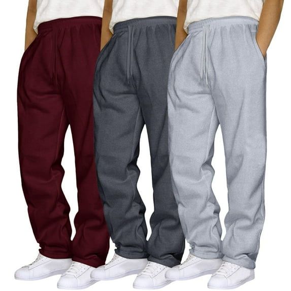 SLdy 3 Pcs Men's Athletic Joggers Straight Leg Gym Training Sports Running Exercise Performance Workout Pants, L