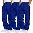 thumbnail image 1 of SLdy 3 Pcs Men's Straight-Leg Sweatpants with Pockets Elastic Drawstring Waist for Jogging Walking Workout Gym Athletic Casual Wear, Blue XL, 1 of 3