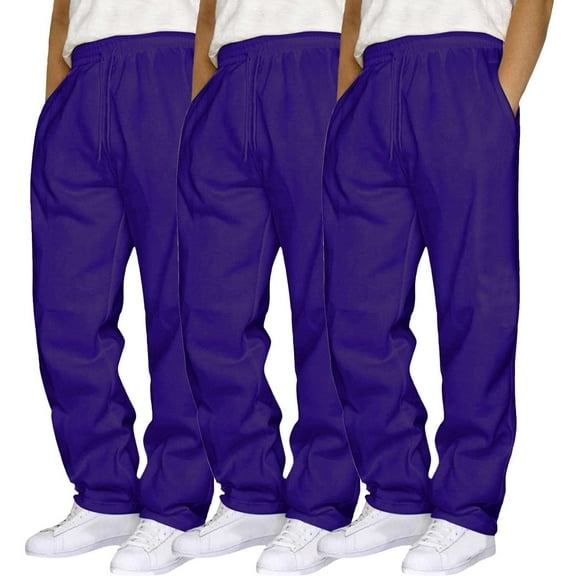 SLdy 3 Pcs Men's Sweatpants Lightweight Fleece Lined Drawstring for Lounge Sports Outdoor and Everyday Versatile Comfort Pants, Purple XL