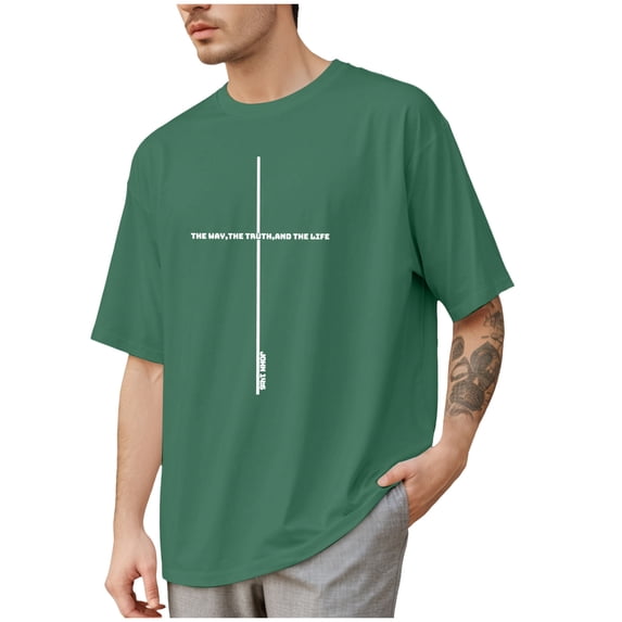 SLdy Christian Shirts for Men Oversized Tshirts for Men Cross Bible Verse Tops Graphic Tees, Green L