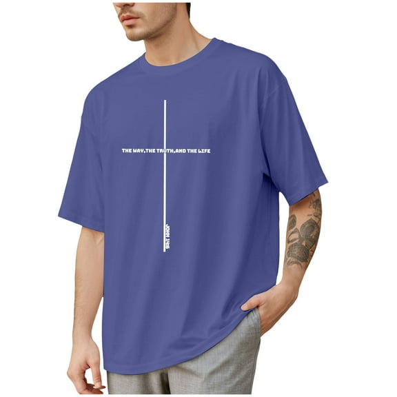 SLdy Christian Shirts for Men Oversized Tshirts for Men Cross Bible Verse Tops Graphic Tees, Purple M