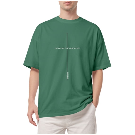 SLdy Jesus Shirts for Men Mens Oversized T Shirt God Faith Religious Tshirt, Green XL
