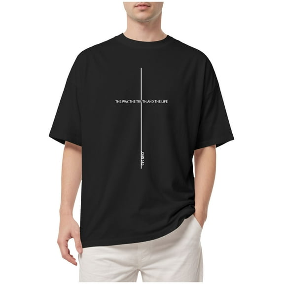 SLdy Jesus Shirts for Men Oversized Tshirts for Men God Faith Religious Tshirt, Black L