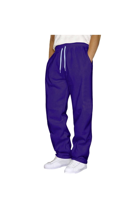 Men's Athletic Pants with Pockets Outdoor Joggers for Running Camping Hunting Warm Lined, Purple L