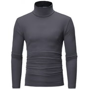 SLdy Men's Fashion Turtleneck T-Shirts Long Sleeve Thermal Shirts for Men Pullover Sweater Basic Designed Undershirt Slim Fit Top, Dark Gray XXL