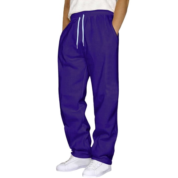 SLdy Men's Sweatpants with Pockets Soft Brushed Interior Elastic Waistband Ideal for Work Leisure Weekend Relaxing Home Loungewear, Purple M