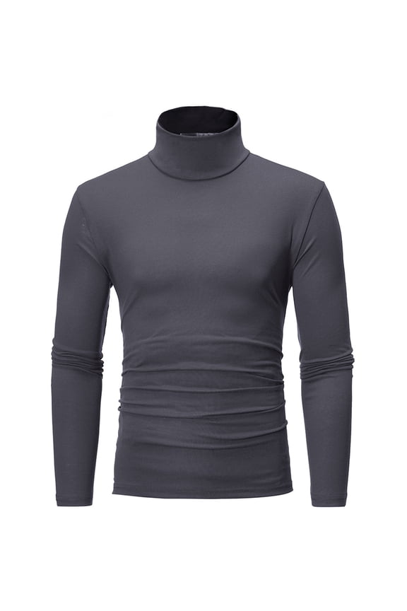 Men's Thermal Shirt Lightweight Turtleneck Pullover Cold Weather Base Layer Undershirt for Layering Warm Comfort Fit, Dark Gray M