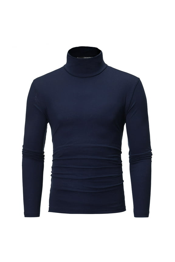 Men's Thermal Shirt Lightweight Turtleneck Pullover Cold Weather Base Layer Undershirt for Layering Warm Comfort Fit, Navy M
