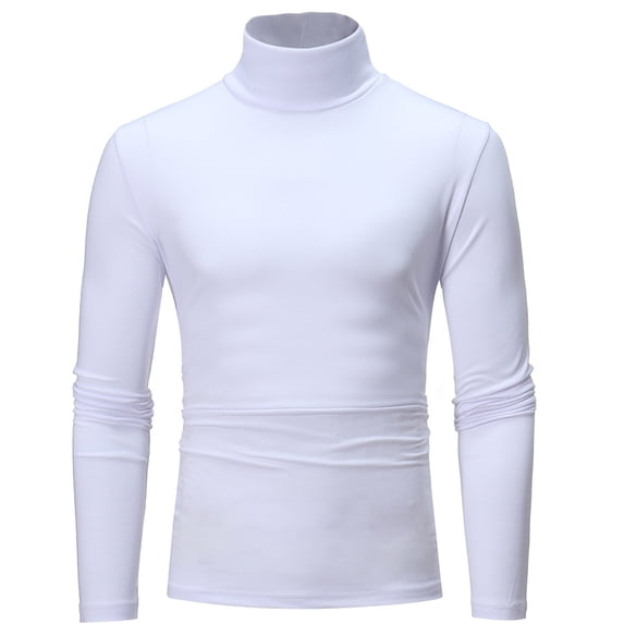 SLdy Men's Thermal Shirt Lightweight Turtleneck Pullover Cold Weather Base Layer Undershirt for Layering Warm Comfort Fit, White XL