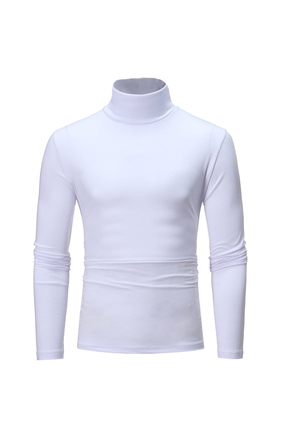 Men's Base Layer Top Thermal Turtleneck Pullover Winter Clothing for Outdoor Activities & Cold Weather Warm Comfort Fit, White L