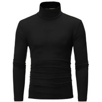 SLdy Men's Turtleneck Shirt Long Sleeve Ribbed Knit Slim Fit Lightweight Thermal Base Layer for Winter Casual Fashion Top, Black XL