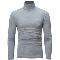 SLdy Men's Turtleneck Shirt Long Sleeve Slim Fit Ribbed Knit Stretchable Lightweight Thermal Underwear Base Layer for Men Casual Fashion Winter Top, Grey L