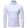 thumbnail image 1 of SLdy Men's Turtleneck Undershirt Soft Breathable Fabric Long Sleeve Layering Tee Under Dress Shirts Essential Basics, White M, 1 of 6
