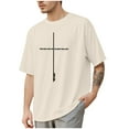 thumbnail image 1 of SLdy Mens Christian T Shirts Mens Oversized T Shirt Cross Bible Verse Tops Graphic Tees, Beige XXL, 1 of 7