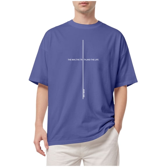 SLdy Mens Christian T Shirts Mens Oversized T Shirt God Faith Religious Tshirt, Purple XXL