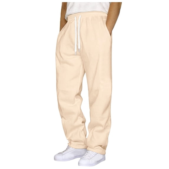 SLdy Mens Sweatpants Joggers Classic Adjustable Drawstring Work Leisure Sports Holiday Hunting Versatile Multi-Occasion, Beige XXXL