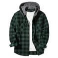thumbnail image 1 of ZHANGDER Mens Hoodies Flannel Hoodie Shirts Plaid Shirt Jackets with Pocket, Dark Green XXL, 1 of 10
