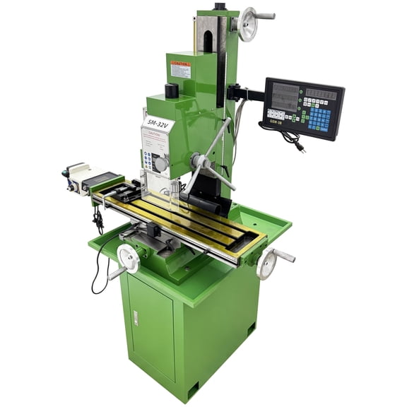 SM-32V Benchtop Mill Drill Machine 110V R8 Taper with Digital Readout Auto Feed Metal Drilling Milling Equipment