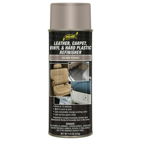 SM Arnold Refinishing Spray Paint - KHAKI 11 Oz. - For Leather, Carpet, Vinyl, Metal, Plastic, Polycarbonate, Polypropylene, Acrylic, Lexan, Fiberglass | Pro Grade Aerosol Refinisher