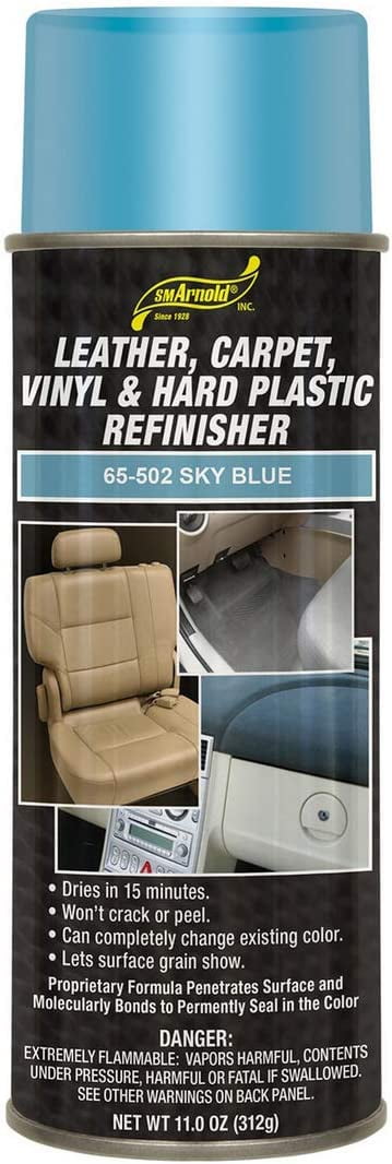 SM Arnold Refinishing Spray Paint - SKY BLUE 11 Oz. - For Leather, Carpet, Vinyl, Metal, Plastic, Polycarbonate, Polypropylene, Acrylic, Lexan, Fiberglass | Pro Grade Aerosol Refinisher