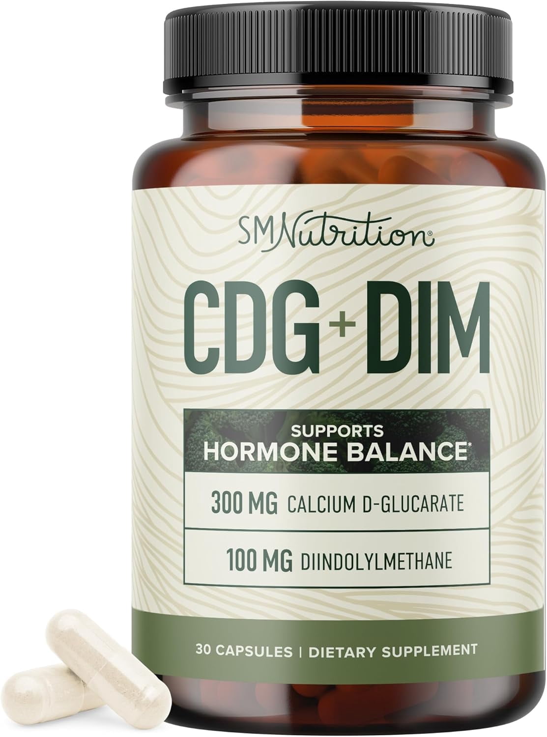Calcium D-Glucarate with DIM Supplement for Hormone Balance & Estrogen Detox, Liver Support, Menopause Relief, Hormonal Acne | Non-GMO, Third-Party Tested, 30ct