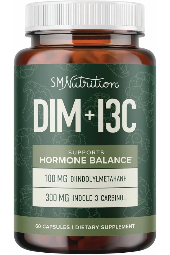 DIM & Indole 3 Carbinol for Hormone Balance & Metabolism Support | I3C for Estrogen Balance | 60 Ct