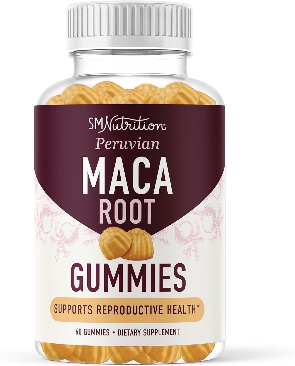 Maca Root Gummies for Performance & Energy Support | Natural Peach Flavor | High Strength | 60 Ct