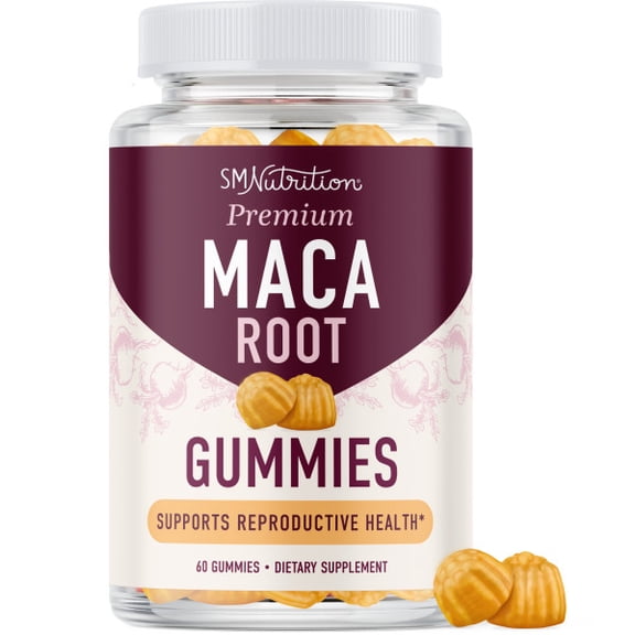 Maca Root Gummies for Performance & Energy Support | Natural Peach Flavor | High Strength | 60 Ct